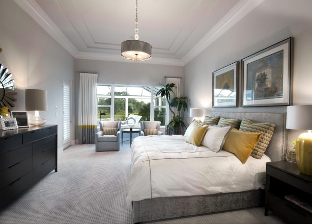 beige carpet color goes with light gray wall for large contemporary bedroom