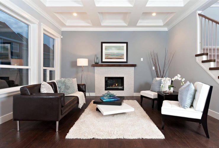 contemporary living room with Benjamin Moore eternity AF-695 wall paint color