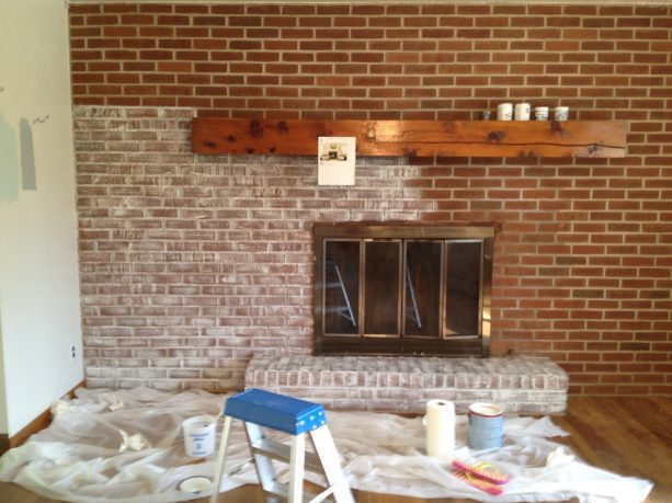 whitewashing brick with gray paint