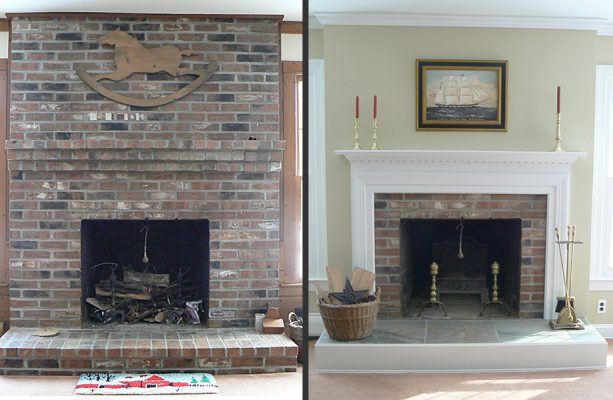 Ceiling Brick Fireplace Makeover, How To Build A Floor Ceiling Fireplace Surround Sound