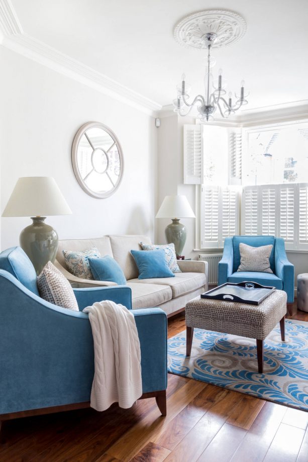 grey and blue living room with pebble sky inspiration