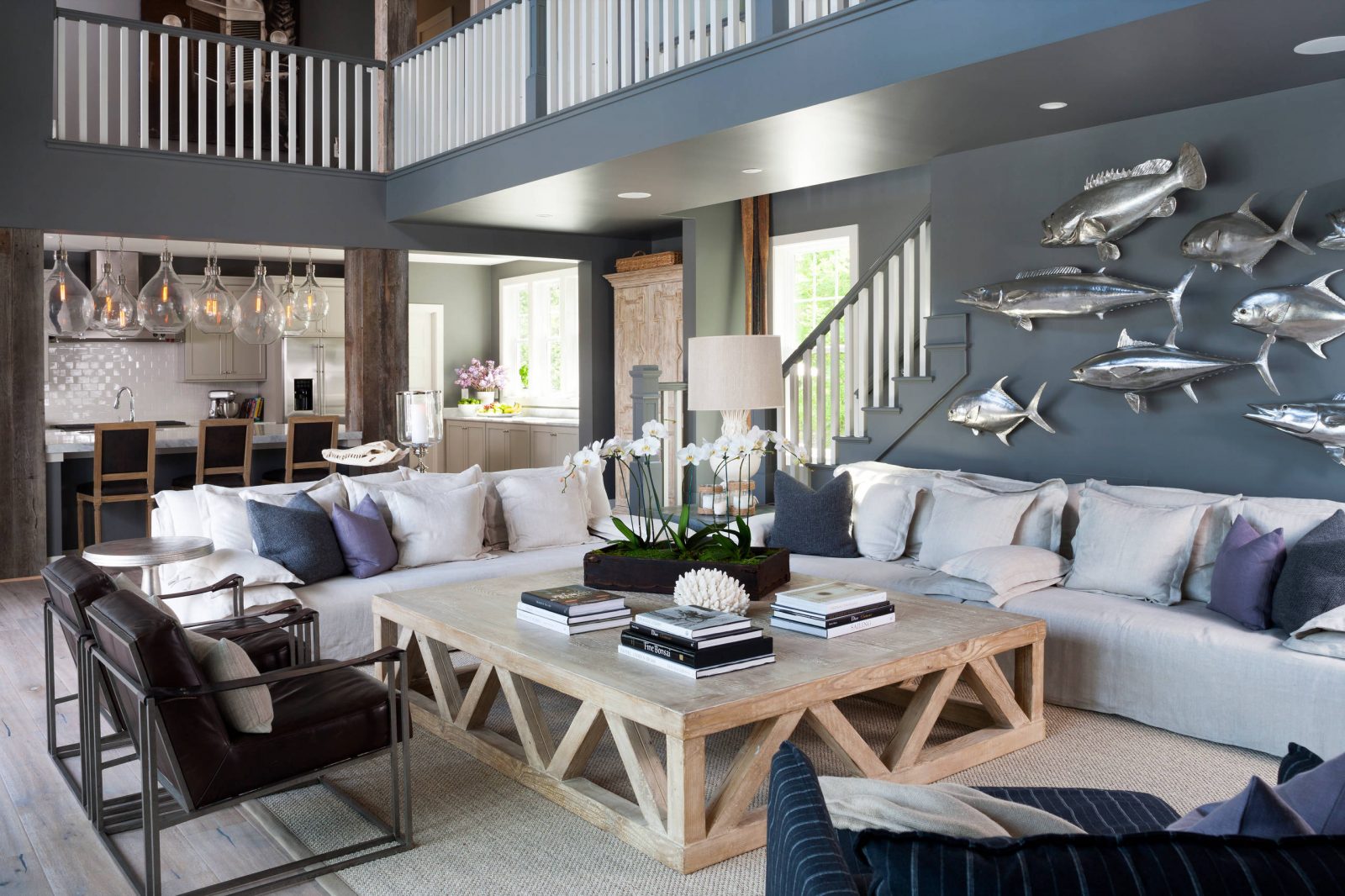 Blue Gray And Silver Living Room