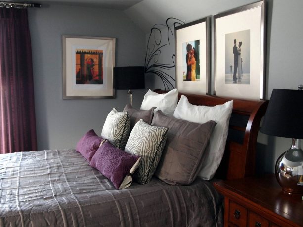purple and grey bedroom for men