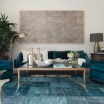 teal and taupe living room