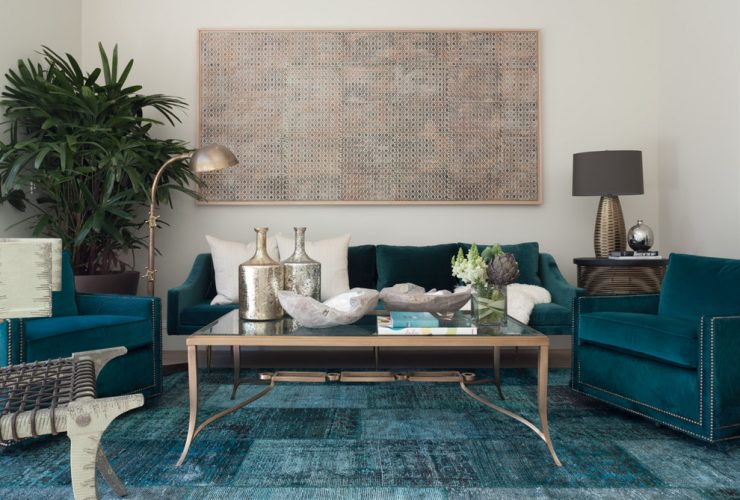 teal and taupe living room