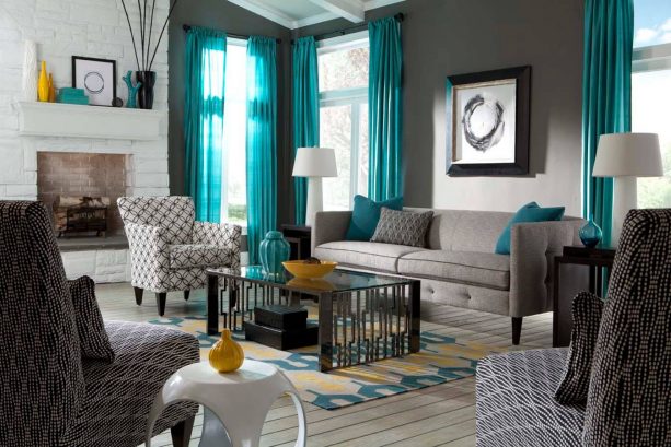 Grey And Teal Living Room Ideas, Teal And Grey Living Room