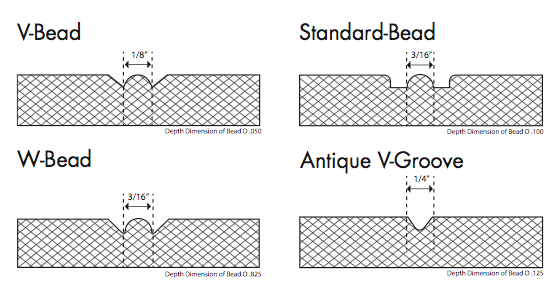 4 styles of beadboard