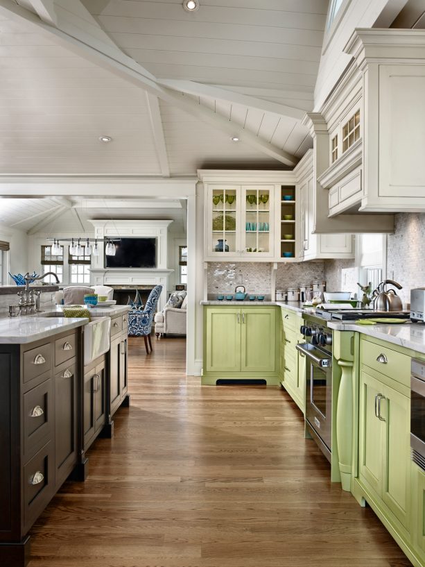 chartreuse green cabinets in a contemporary kitchen