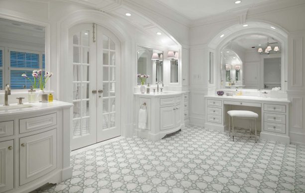 grey and white bathroom in classical design