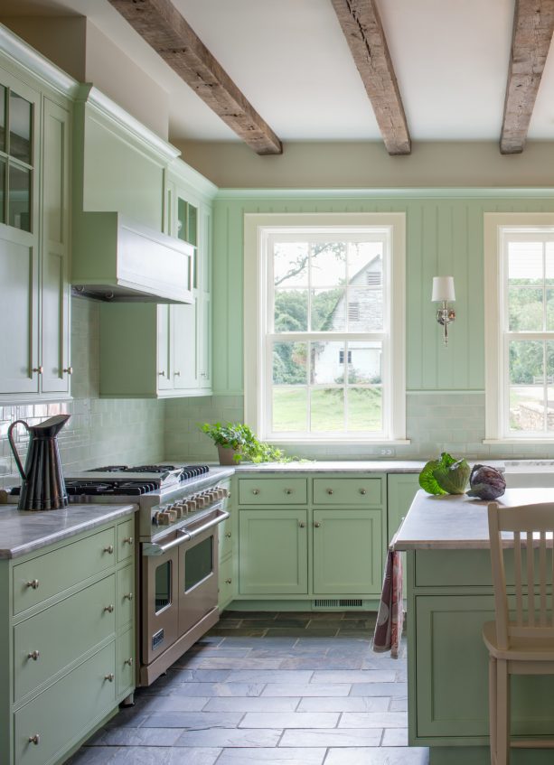 pale mint kitchen cabinets