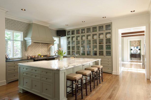 sage green cabinets in a traditional kitchen