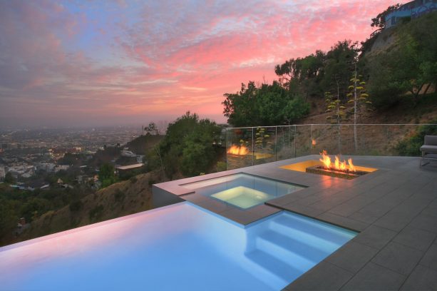 modern small infinity inground pool