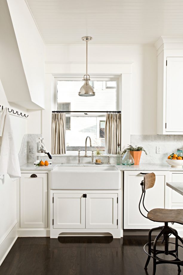 cafe curtains in a traditional kitchen