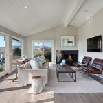 transitional living room with grey wall and engineered French oak floor