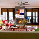 woven wood roman shades in black French doors