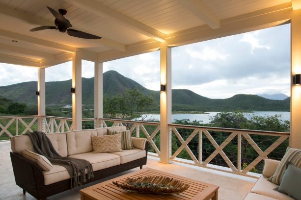 a romantic look from the combination of white T&G ceiling and sconce lights