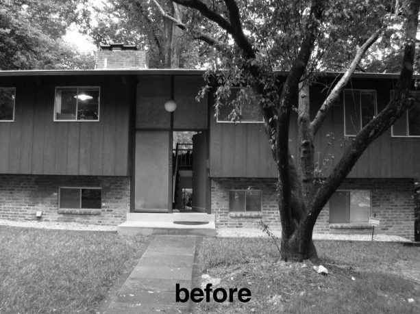 the front split-level house entry that looks too flat and ordinary