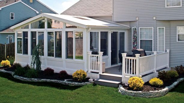 ranch house sunroom addition built over a patio