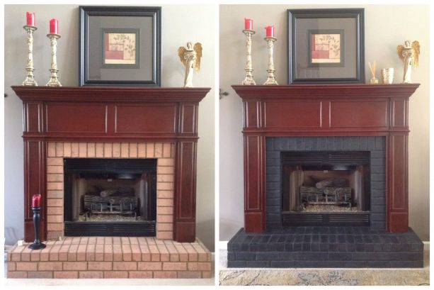 an elegant fireplace before and after getting stained