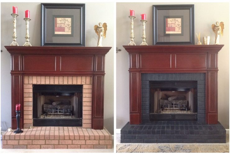 an elegant fireplace before and after getting stained