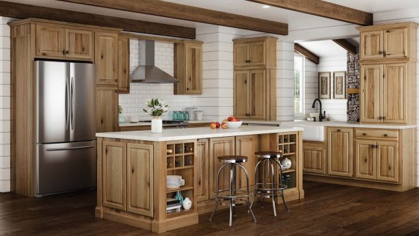 7 Hickory Cabinets With Dark Wood, Hickory Kitchen Cabinets With Wood Floors