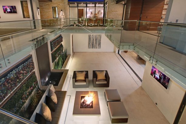 a walkout basement patio with trendy contemporary design