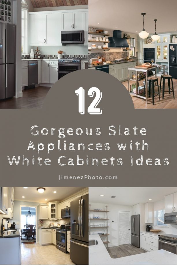 Slate Appliances with White Cabinets