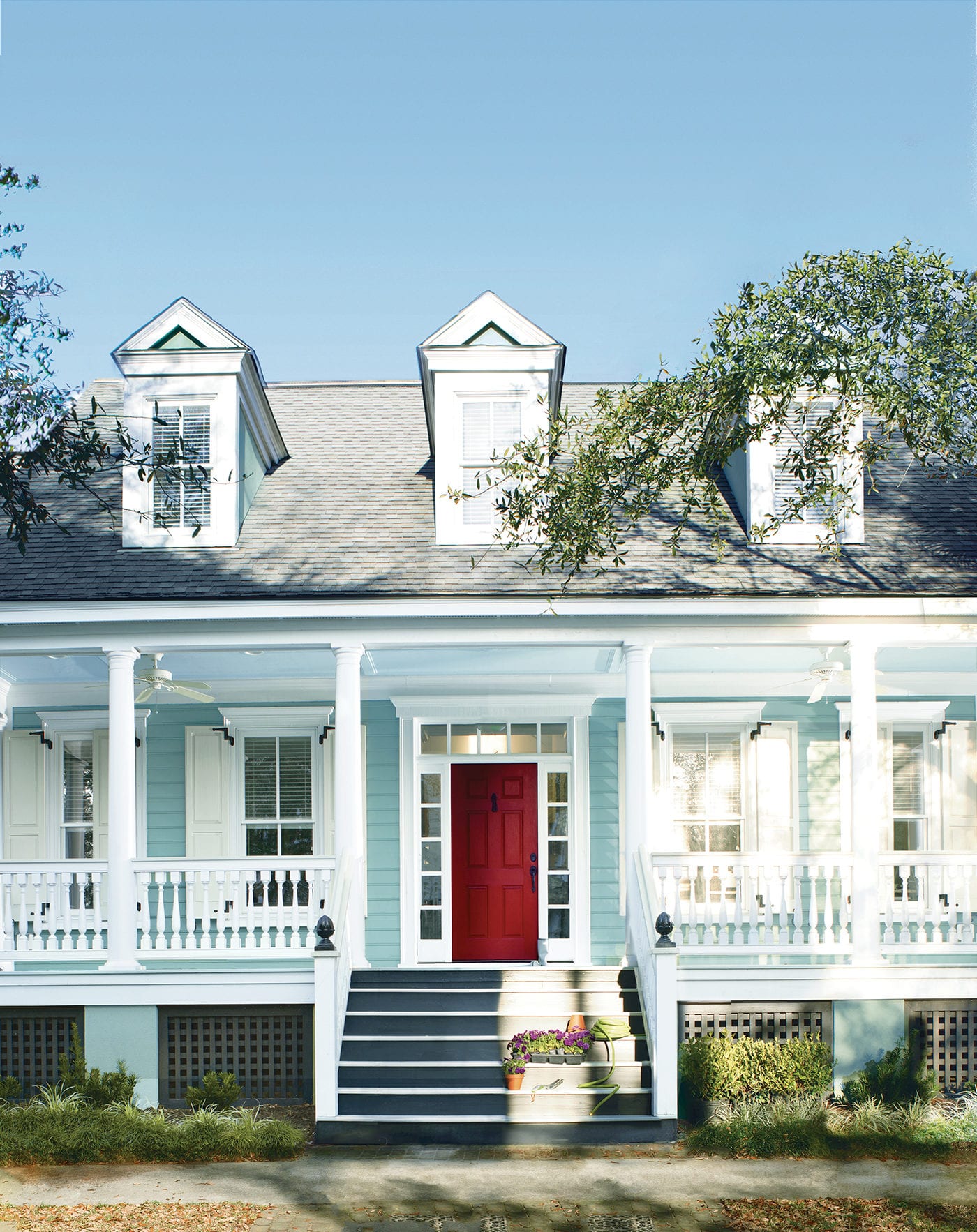 13 Most Stunning Blue House Red Door Design Ideas to Get Inspired ...
