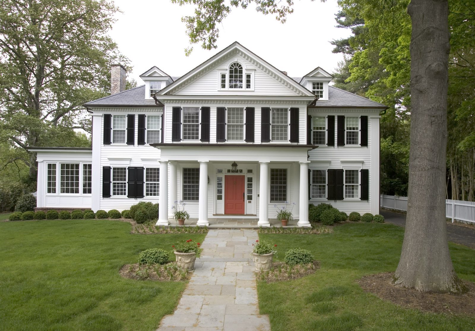 Colorful Striped Kids Art - white house black shutters