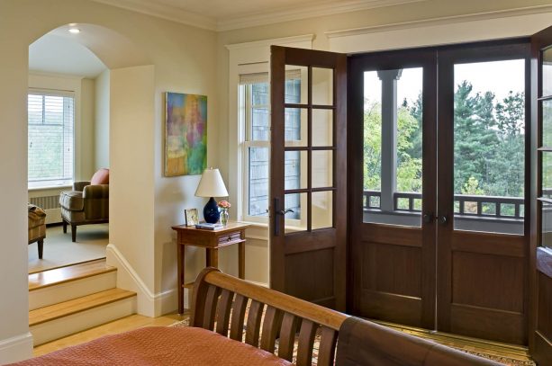 custom mahogany doors with white trim