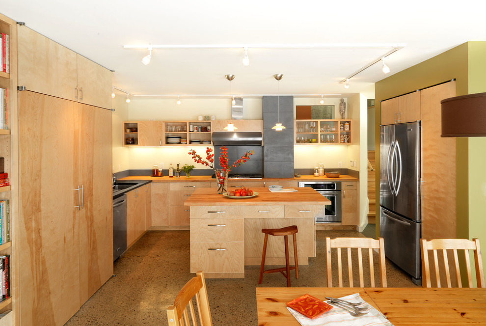 open concept split level kitchen remodel