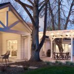 the backyard area view showing the white-painted brick walls appearance