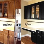 updating the look of honey oak cabinets with black color