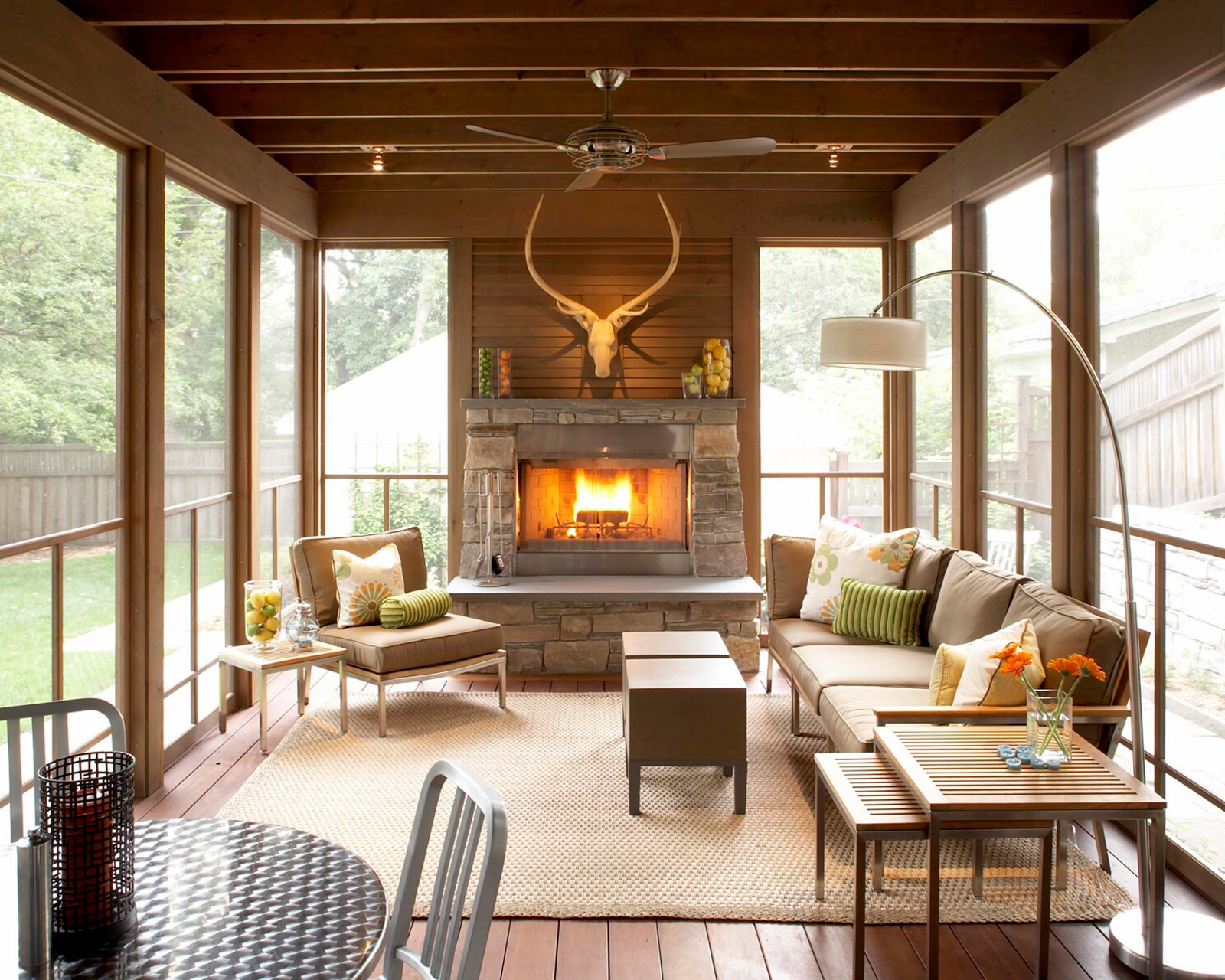 20 Most Beautiful Screened Porch With, Outdoor Porch Fireplaces