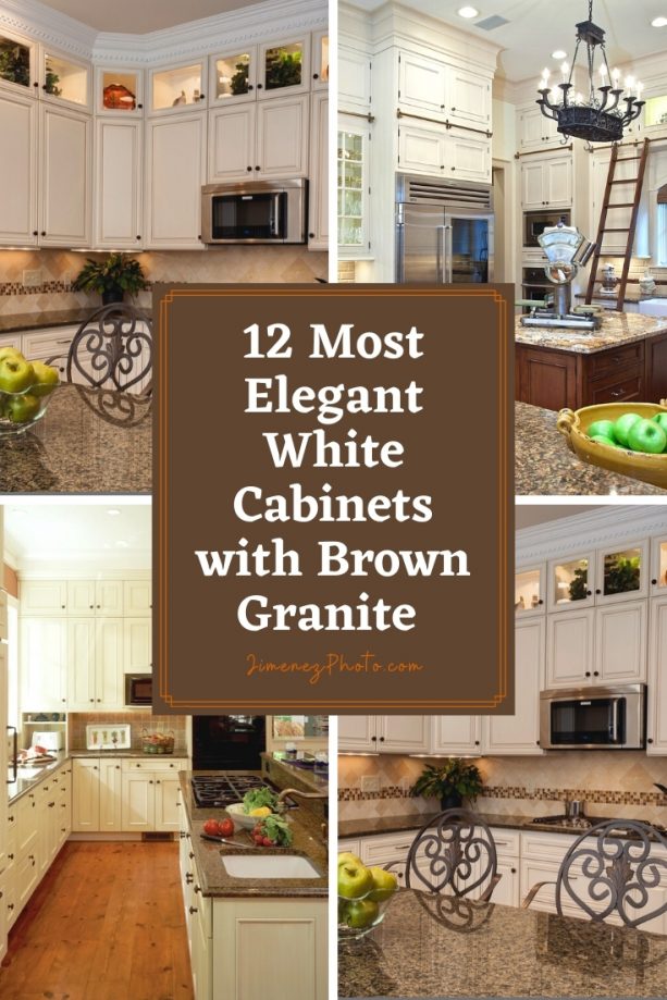 White Cabinets With Brown Granite, White Kitchen Cabinets With Dark Brown Granite Countertops