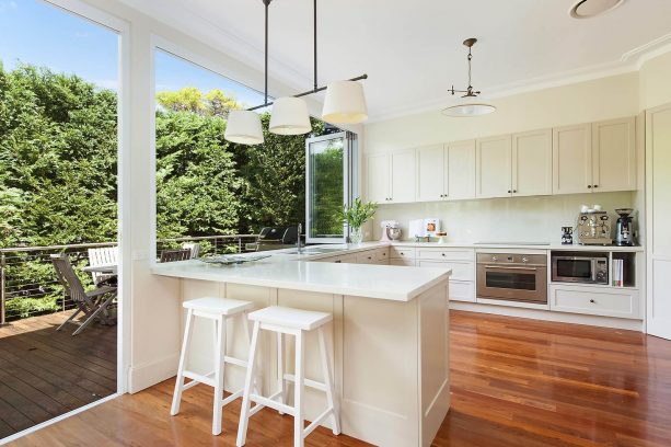 the semi-outdoor feel in the kitchen area when the window is fully-opened