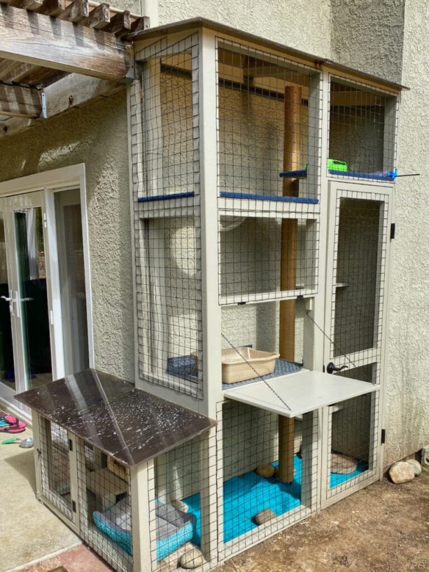 the cat enclosure is quite narrow but it surprisingly has complete features