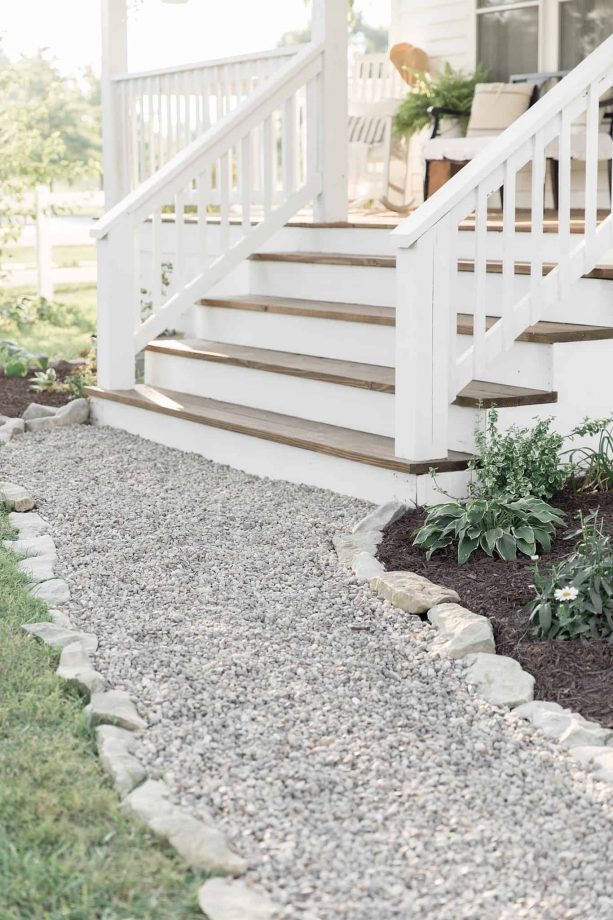 a closer look to the concrete steps after getting a wood decking