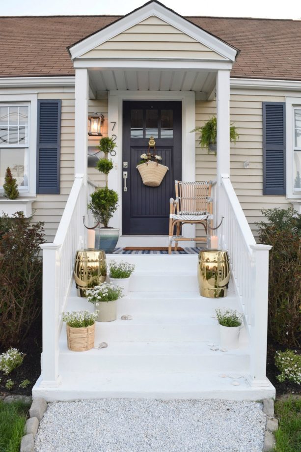 look how beautiful the concrete front steps and porch after being repainted and remodeled