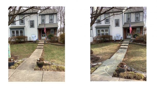 ordinary concrete steps and walkway looks naturally beautiful after getting a makeover with flagstone