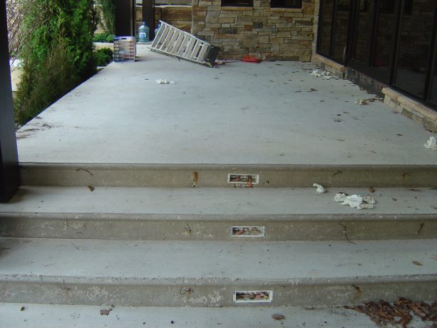 the bullnose concrete steps and porch before the makeover