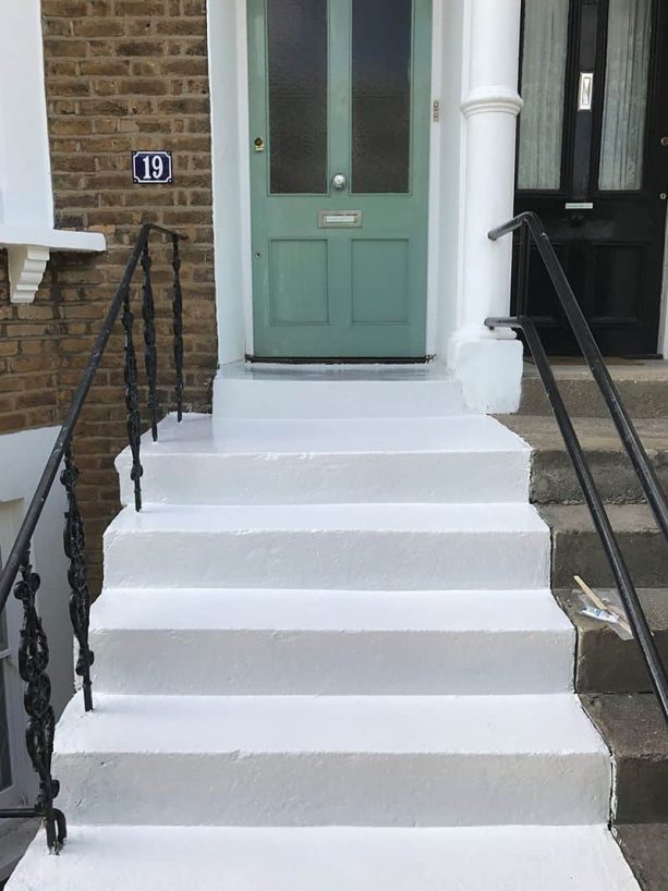 the concrete steps priming process that at the same time gives a new color