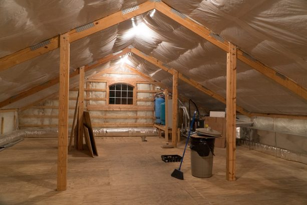 the interior of the commercial pole barn loft