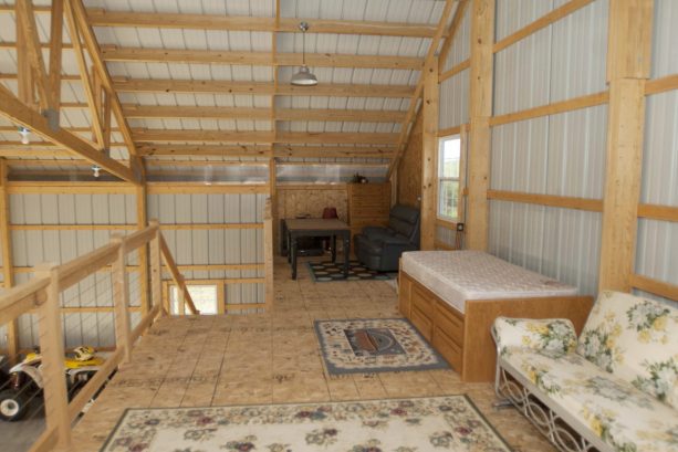 the loft is completed with a living area and even a daybed