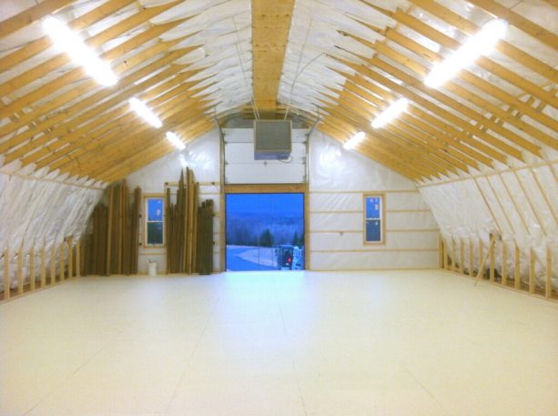 the loft of the pole barn is ample