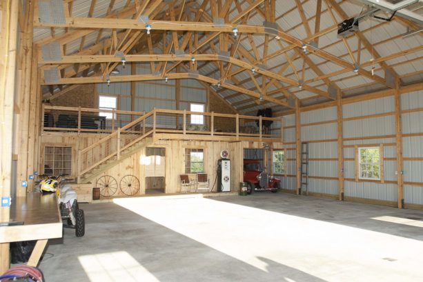 the pole barn garage comes with a lotf and a room right under it