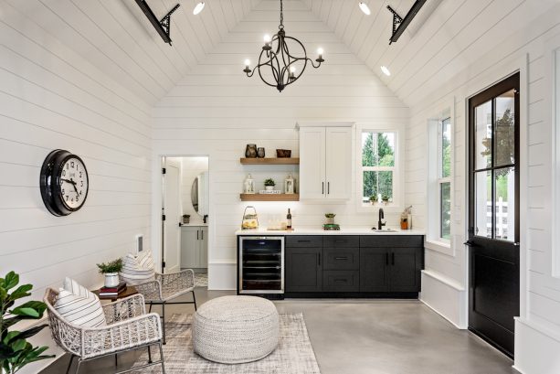 the features inside the shed are perfect for alternative living area