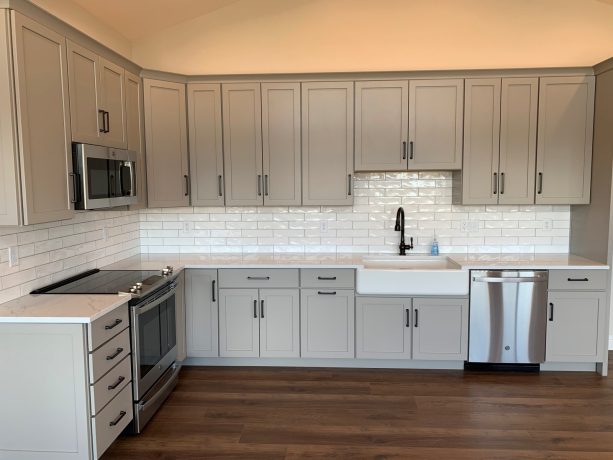 the full-size kitchen in the open-style space