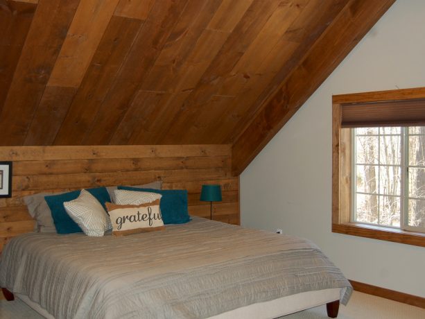 the gorgeous bedroom in the RV garage living quarters