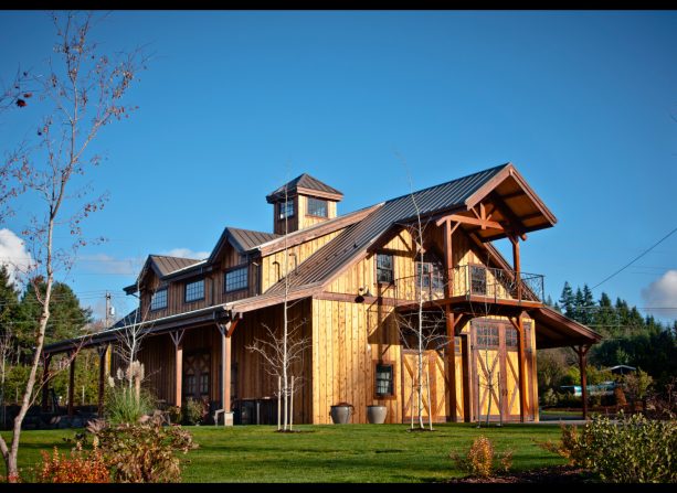 the other end of the RV garage showing the balcony on the second floor